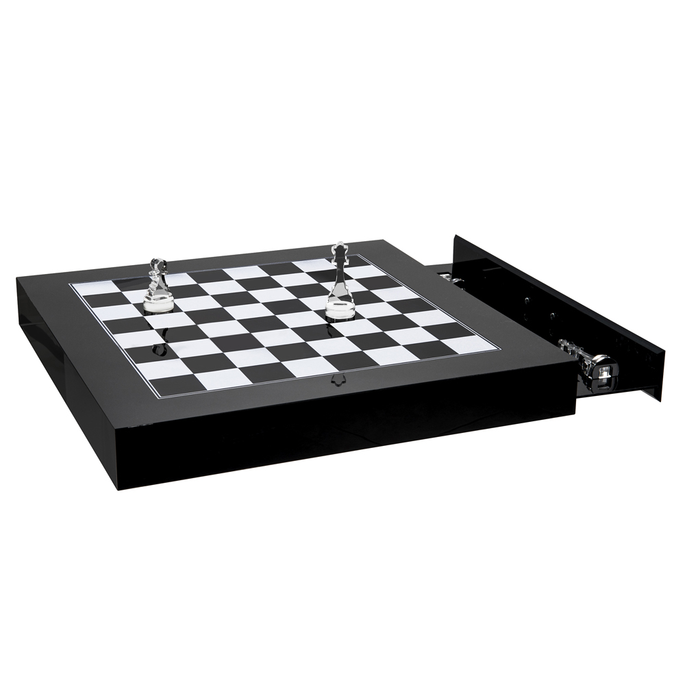 Jogo de xadrez e dama tabuleiro oficial em madeira com gaveta 39 X 39 X 5  cm