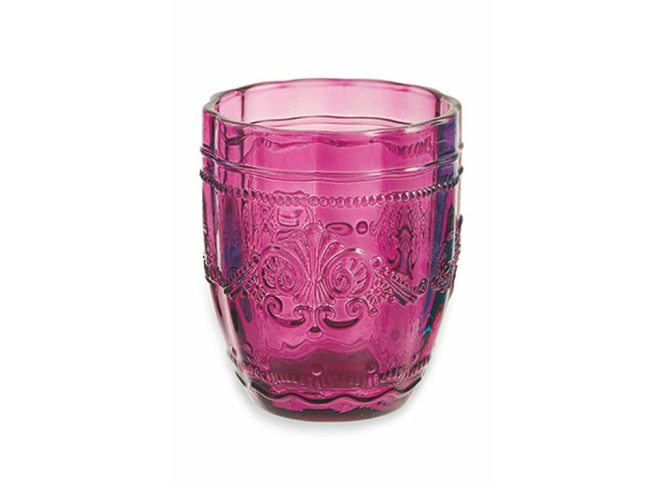 12 copos de 235 ml em pasta de vidro colorida com decoração em arabescos - Árabe Viadurini