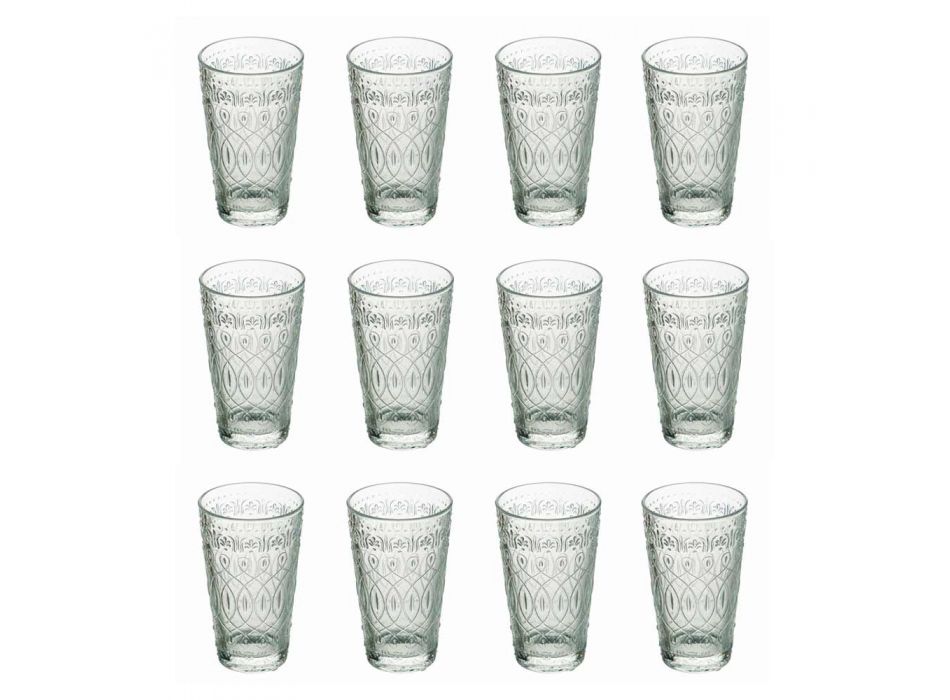 12 Copos de bebida de vidro transparente decorado para bebidas - Maroccobic Viadurini