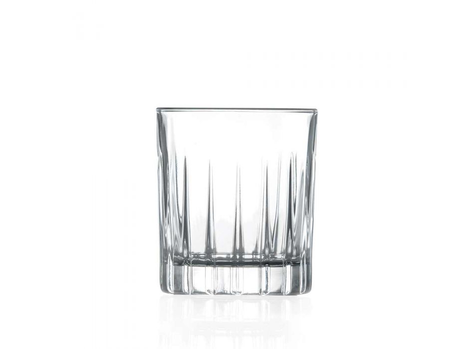 12 Copos de Licor em Eco Cristal com Decoração Linear - Senzatempo Viadurini