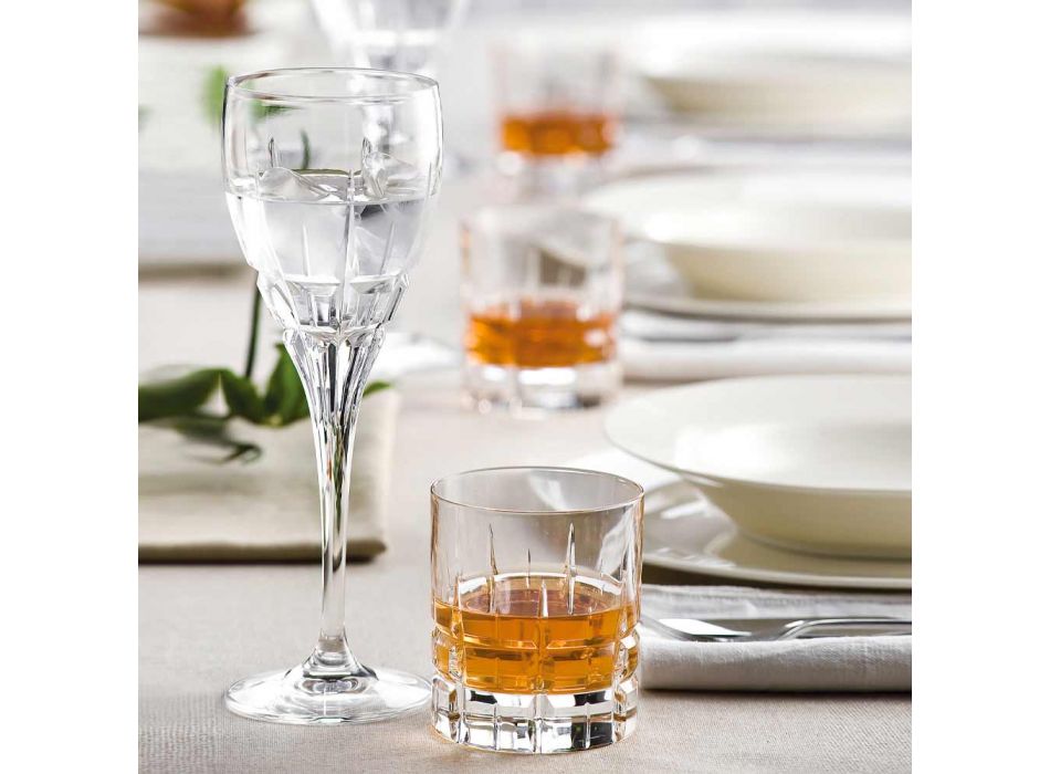 12 Copos de Whisky Basso Double Old Fashioned Tumbler em Cristal - Fiucco Viadurini