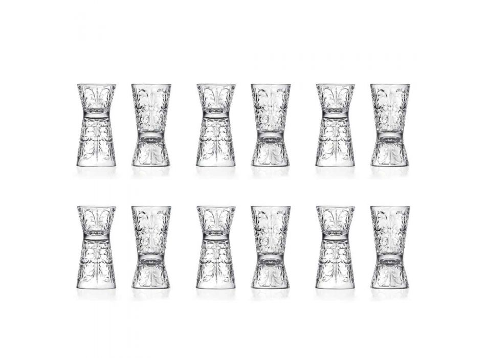12 Copos Jigger Decorados de Luxo em Cristal Ecológico - Destiny Viadurini
