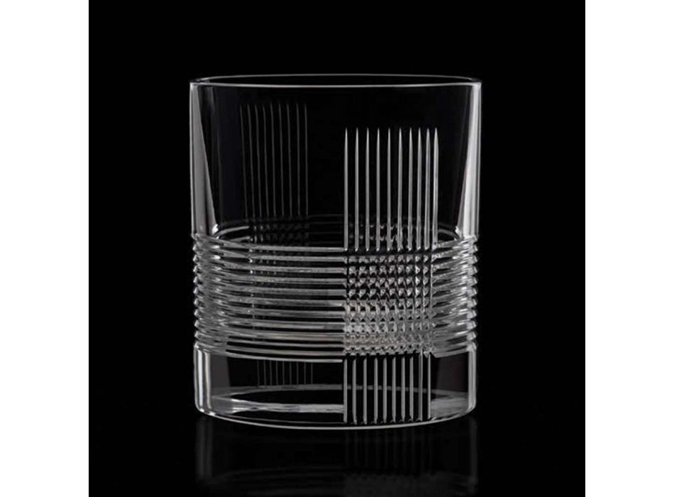 12 Copos para Água ou Whisky Design Vintage em Cristal Decorado - Tátil
