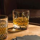 12 Copos de Whisky ou Água em Eco Cristal com Decoração Moderna - Arritmia Viadurini