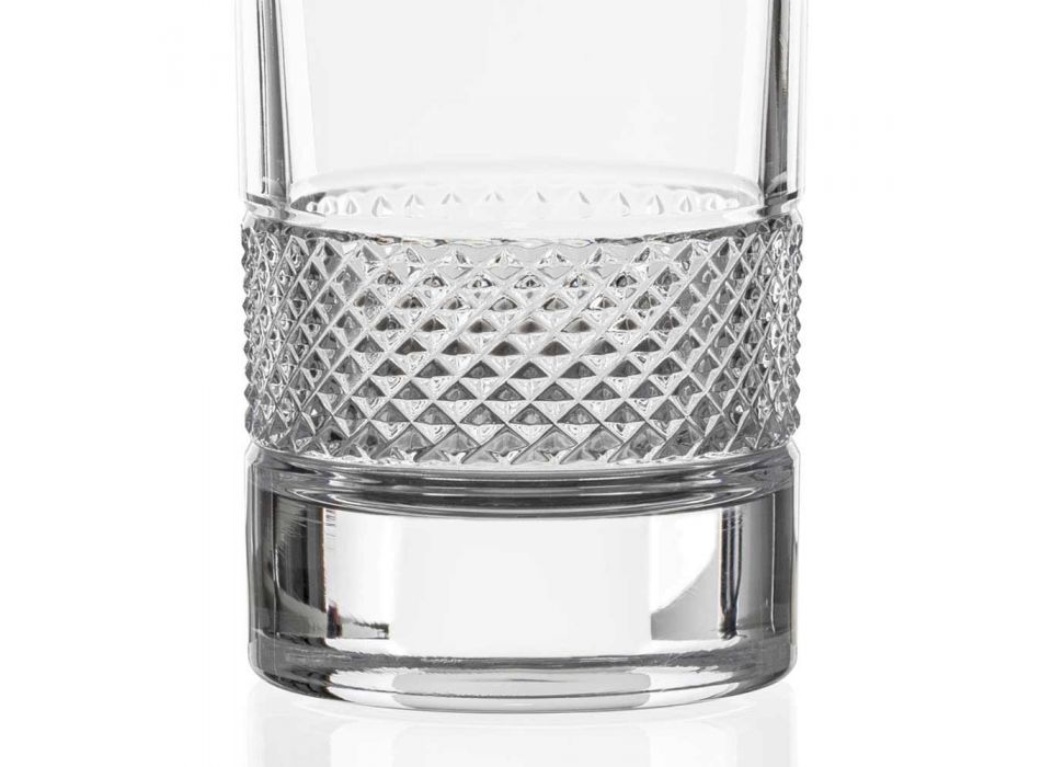 12 copos altos em cristal ecológico com decoração luxuosa - Milito Viadurini