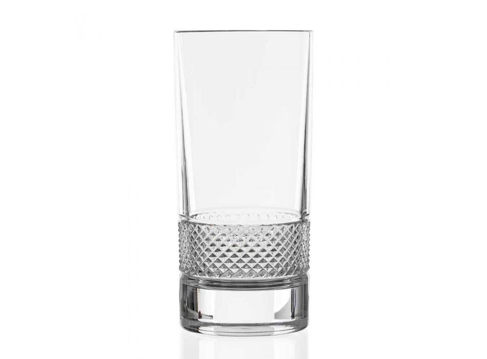 12 copos altos em cristal ecológico com decoração luxuosa - Milito Viadurini