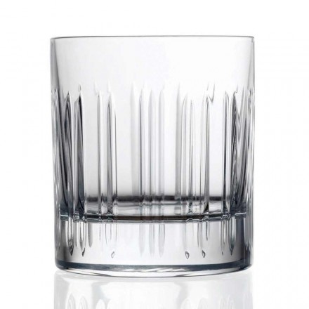 12 Copos de Whisky ou Crystal Water com Decoração Linear de Luxo - Arritmia Viadurini