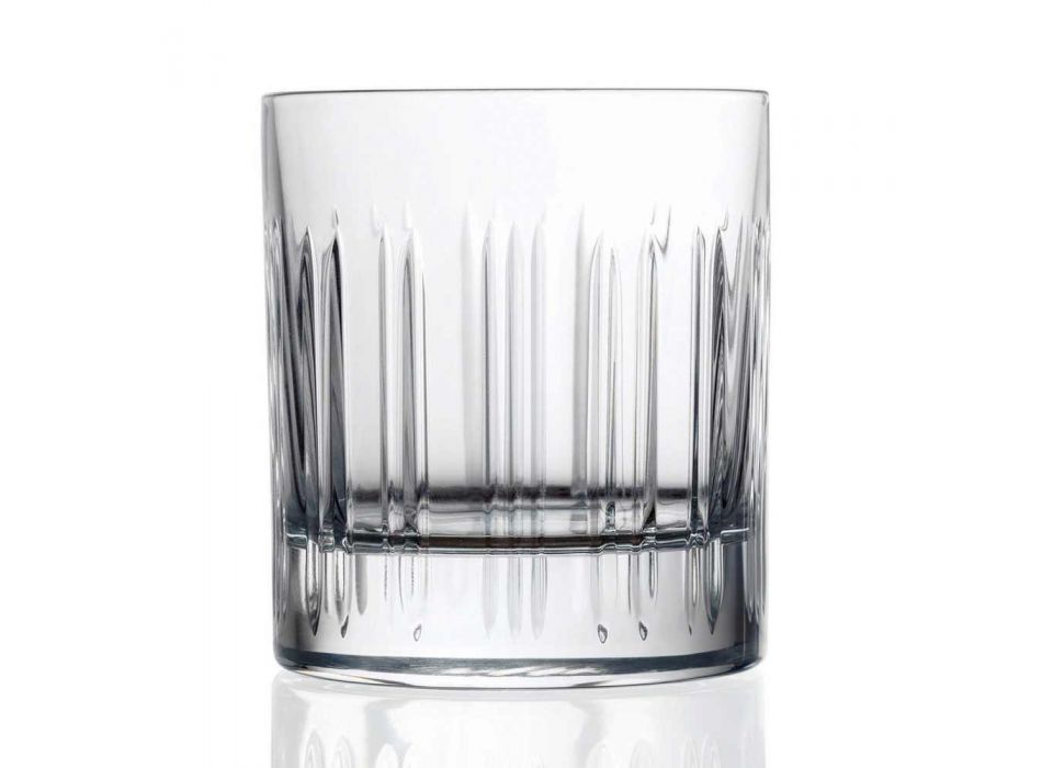 12 Copos de Whisky ou Crystal Water com Decoração Linear de Luxo - Arritmia Viadurini