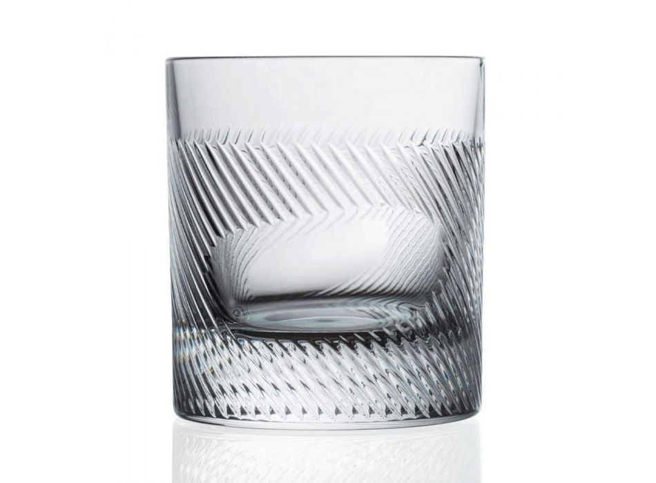 12 copos de uísque ou água em eco cristal decorado com design vintage - tátil Viadurini