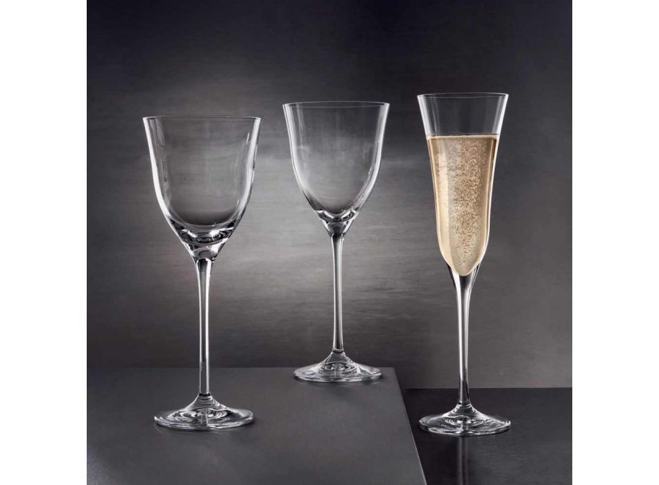 12 taças de vinho branco em cristal ecológico design de luxo mínimo - suave Viadurini