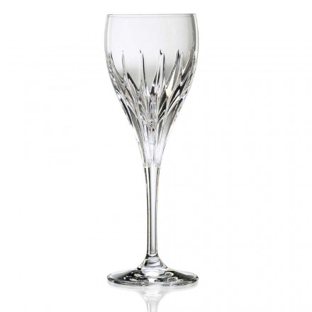 12 Copos de Vinho Branco Decorados à Mão em Cristal Ecológico de Luxo - Voglia Viadurini