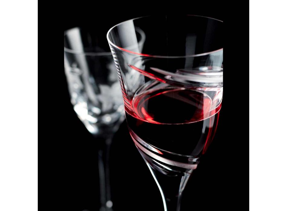 12 Copos para Vinho Branco em Cristal Ecológico Decorado e Satinado - Ciclone