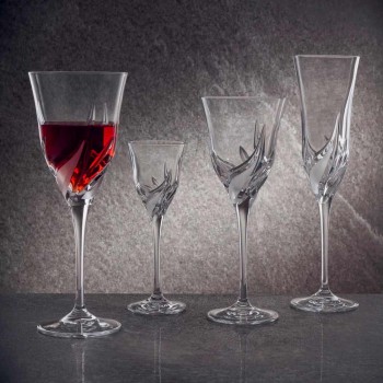 12 Copos de vinho branco de design luxuoso em Eco Cristal Decorado à Mão - Advento