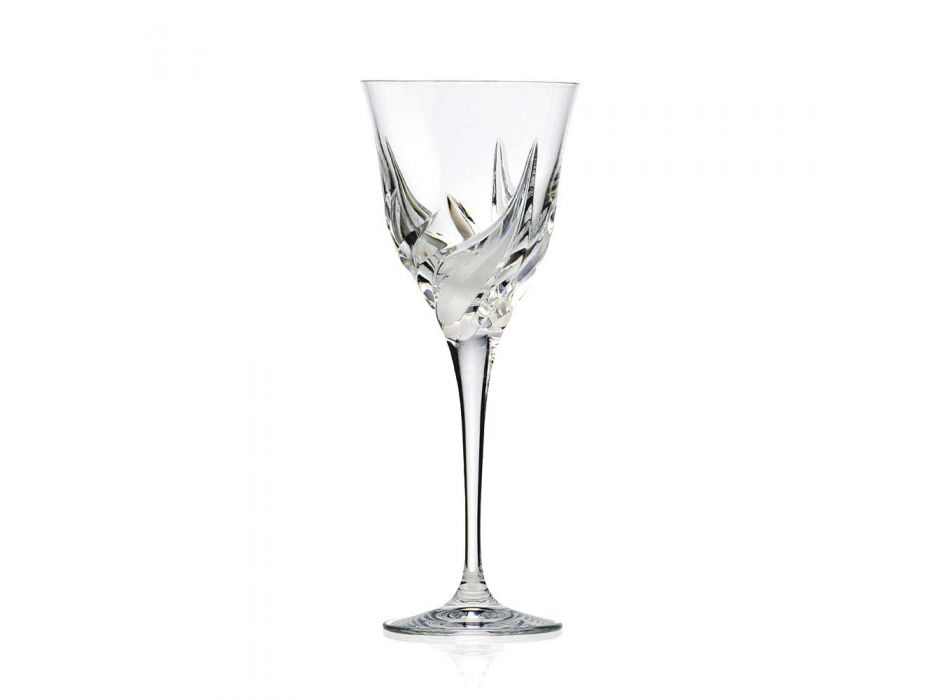 12 Copos de vinho branco de design luxuoso em Eco Cristal Decorado à Mão - Advento Viadurini
