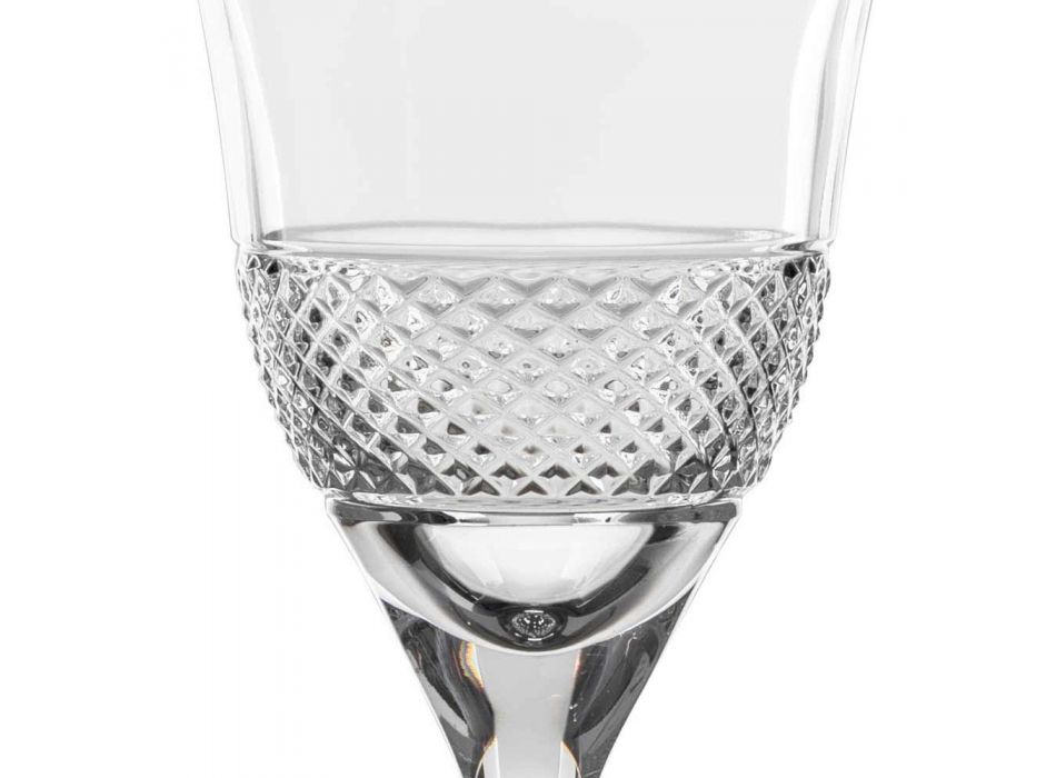 12 Taças de Vinho Branco em Cristal Ecológico Design de Luxo Decorado - Milito Viadurini