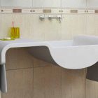 Mobília do banheiro do dissipador da onda feita em Itália Viadurini