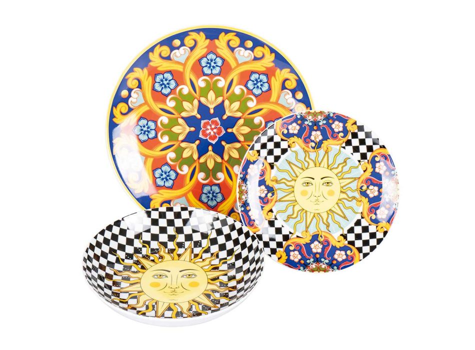 18 Pratos de Porcelana com Decorações Inspiradas no Sol - Farbe Viadurini