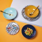18 Pratos de Porcelana e Grés com Decorações de Peixes Coloridos - Morgen Viadurini