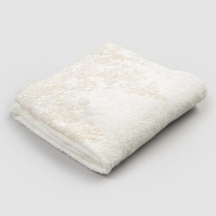 2 toalhas de rosto de algodão turco com borda de renda e mistura de linho - Ginova Viadurini