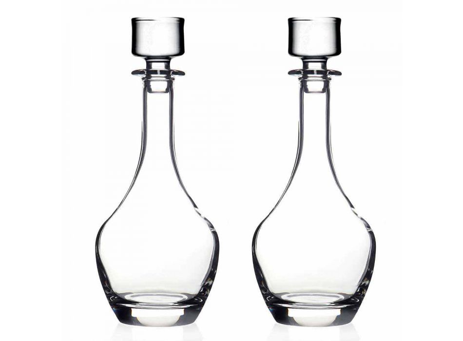 2 Garrafas para Vinhos em Cristal Ecológico Italiano Minimal Design - Suave Viadurini