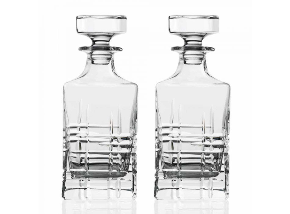 2 garrafas de uísque com tampa de design quadrada decorada com cristal - arritmia Viadurini
