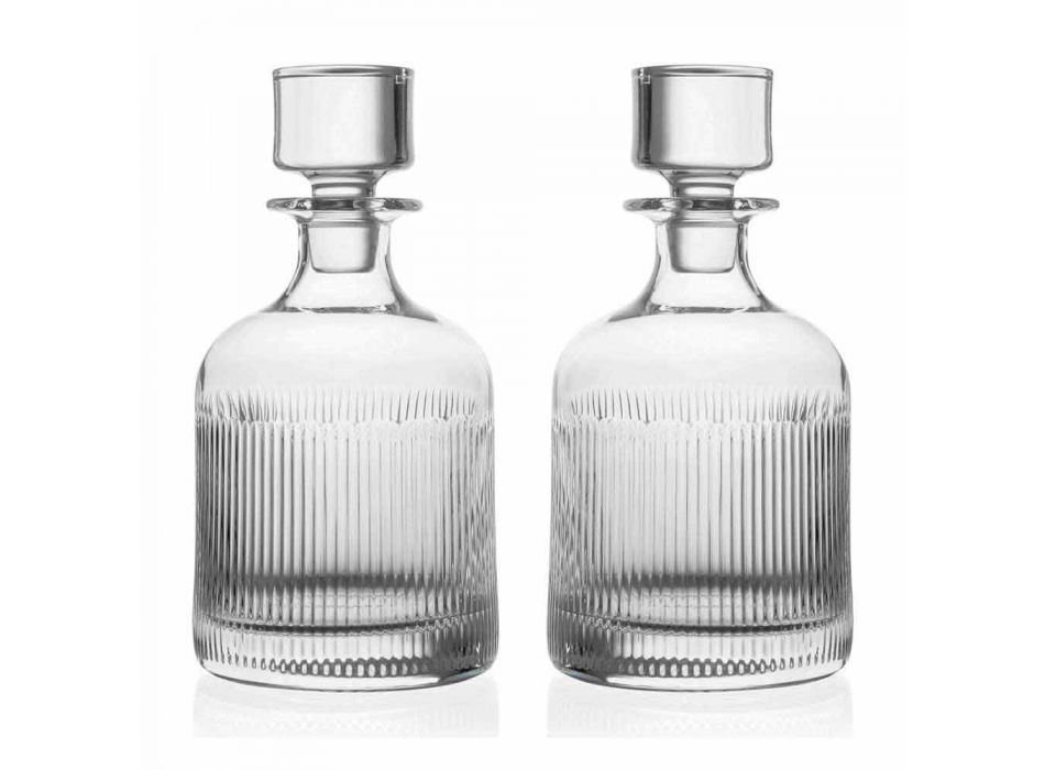 2 garrafas de uísque com tampa de cristal ecológica com design vintage - tátil Viadurini