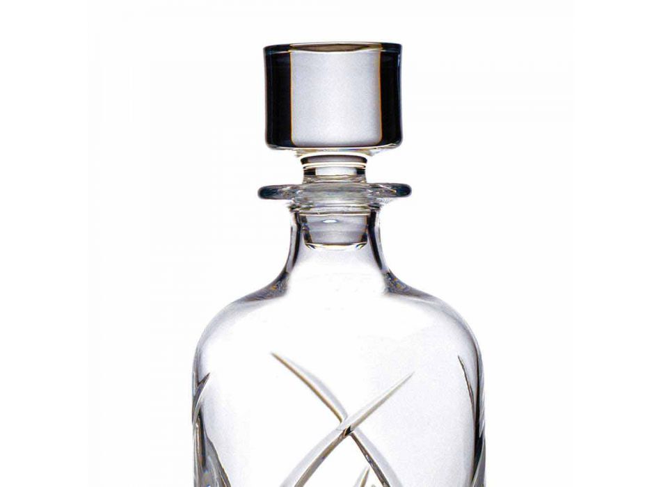 2 Garrafas de Whisky com Tampa Cilíndrica Design em Eco Cristal - Montecristo Viadurini