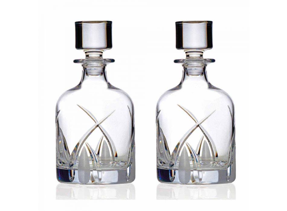 2 Garrafas de Whisky com Tampa Cilíndrica Design em Eco Cristal - Montecristo