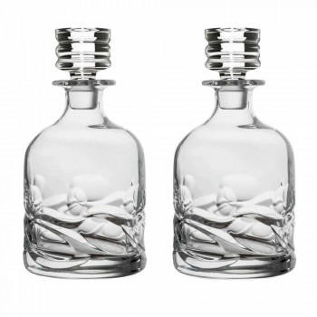 2 Garrafas de Whisky de Cristal Eco Decorado e Tampa de Design Luxo - Titânio