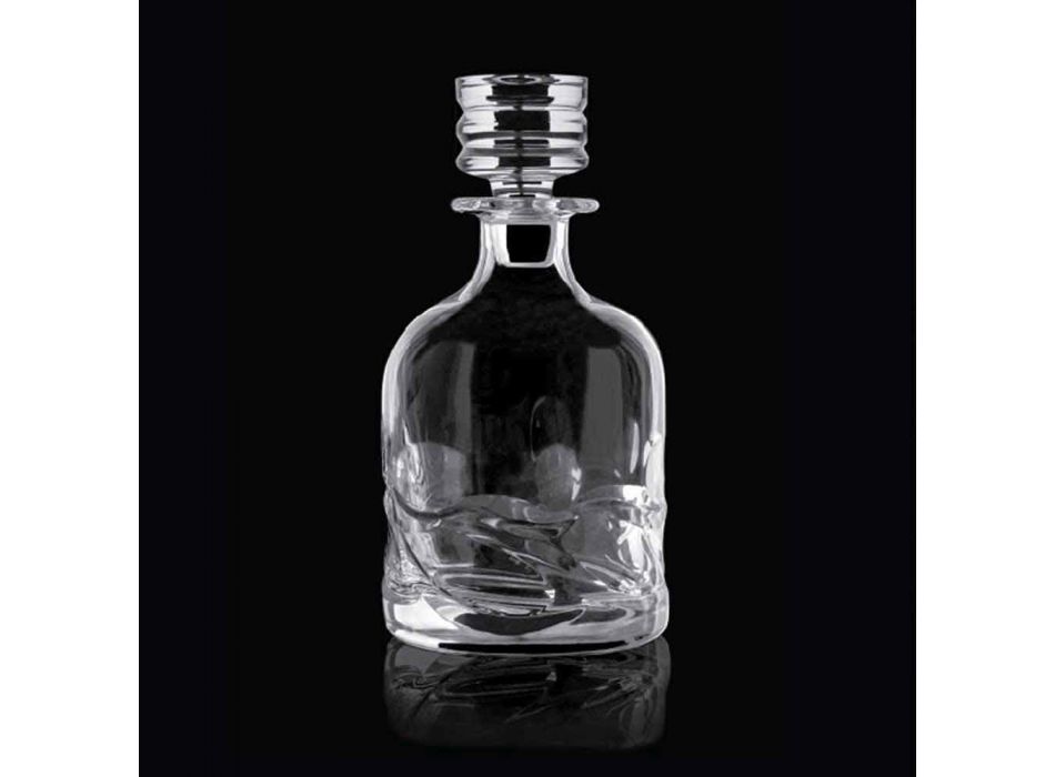 2 Garrafas de Whisky de Cristal Eco Decorado e Tampa de Design Luxo - Titânio