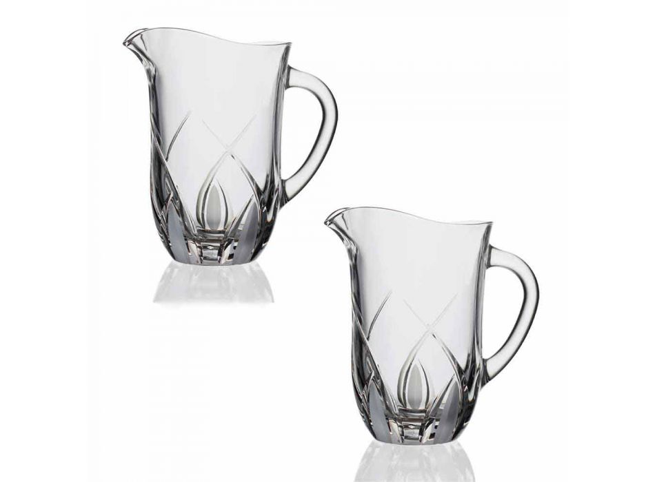 2 Jarros de água de cristal ecológico com design luxuoso decorado à mão - Montecristo Viadurini