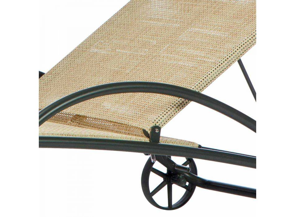 2 espreguiçadeiras empilháveis ao ar livre em metal e tecido made in Italy - Perlo