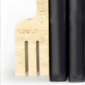 2 suportes para livros em mármore travertino em forma de girafa Made in Italy - Morra