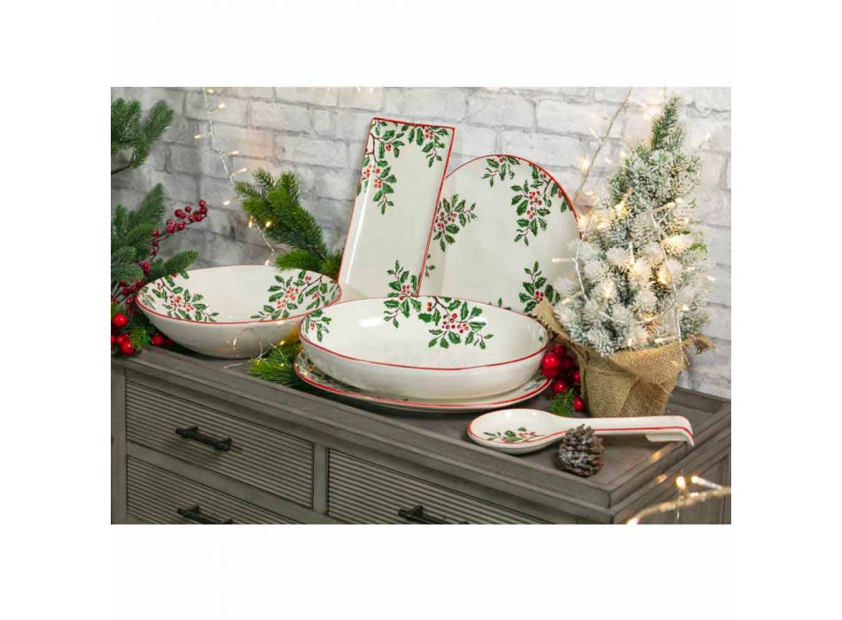 2 saladeiras com enfeites de Natal em travessas de porcelana - vassoura de açougueiro Viadurini