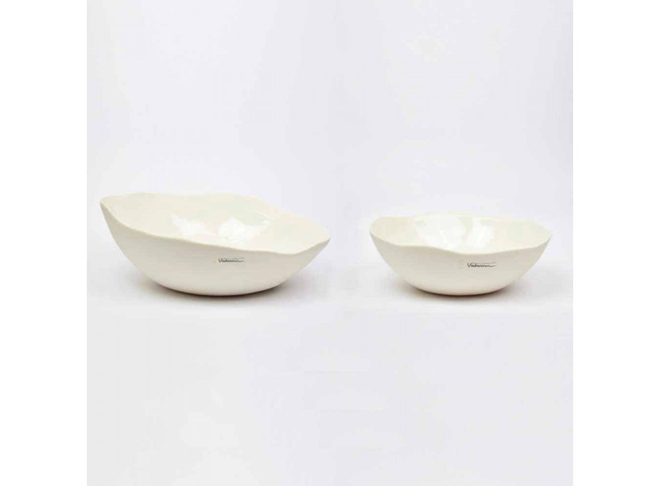 2 Saladeiras em Porcelana Branca Peças Únicas de Design Italiano - Arciconcreto Viadurini