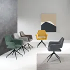 2 Poltronas Giratórias de 180° Estofadas em Tecido com Estrutura Metálica - Ivana Viadurini