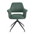 2 Poltronas Giratórias de 180° Estofadas em Tecido com Estrutura Metálica - Ivana Viadurini