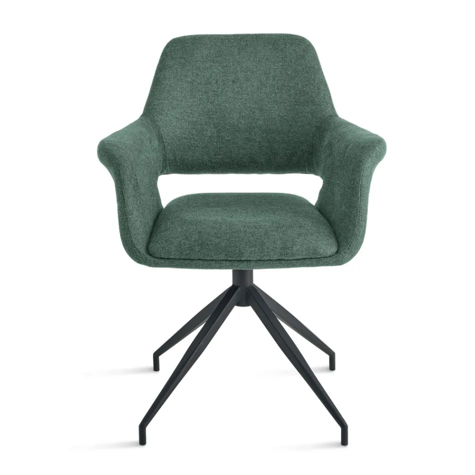 2 Poltronas Giratórias de 180° Estofadas em Tecido com Estrutura Metálica - Ivana Viadurini