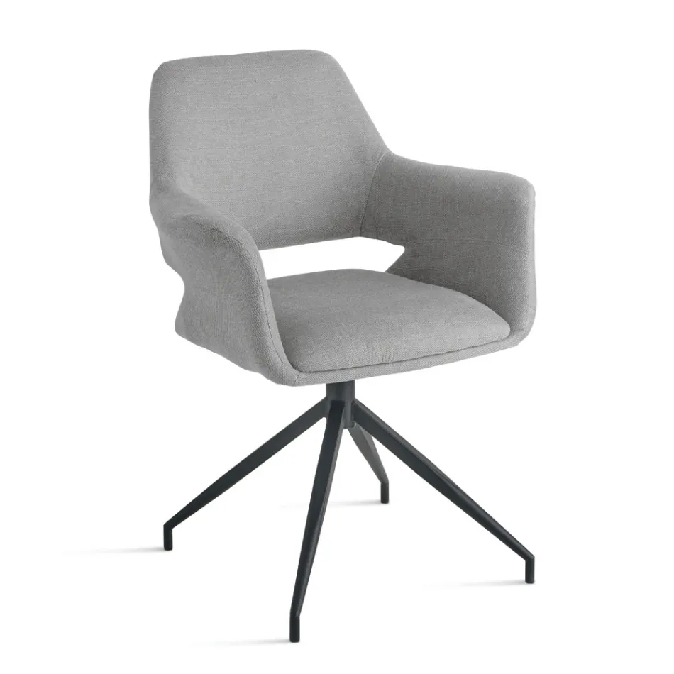 2 Poltronas Giratórias de 180° Estofadas em Tecido com Estrutura Metálica - Ivana Viadurini