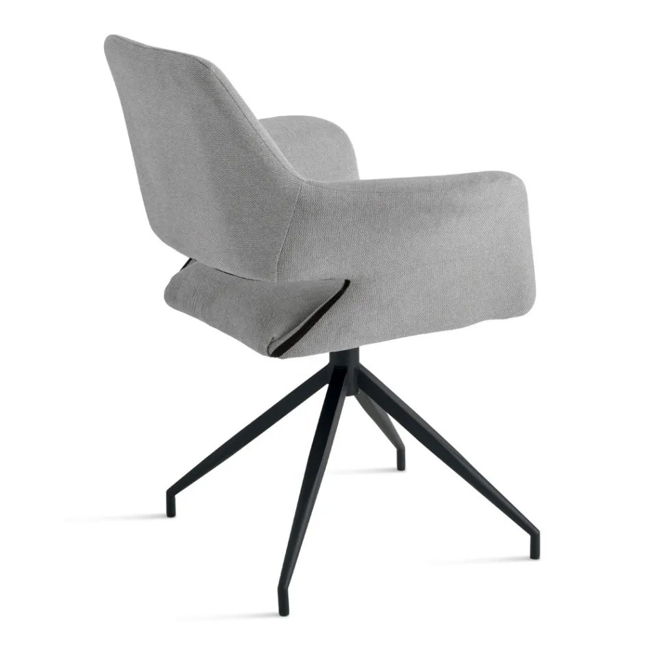 2 Poltronas Giratórias de 180° Estofadas em Tecido com Estrutura Metálica - Ivana Viadurini