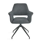 2 Poltronas Giratórias de 180° Estofadas em Tecido com Estrutura Metálica - Ivana Viadurini