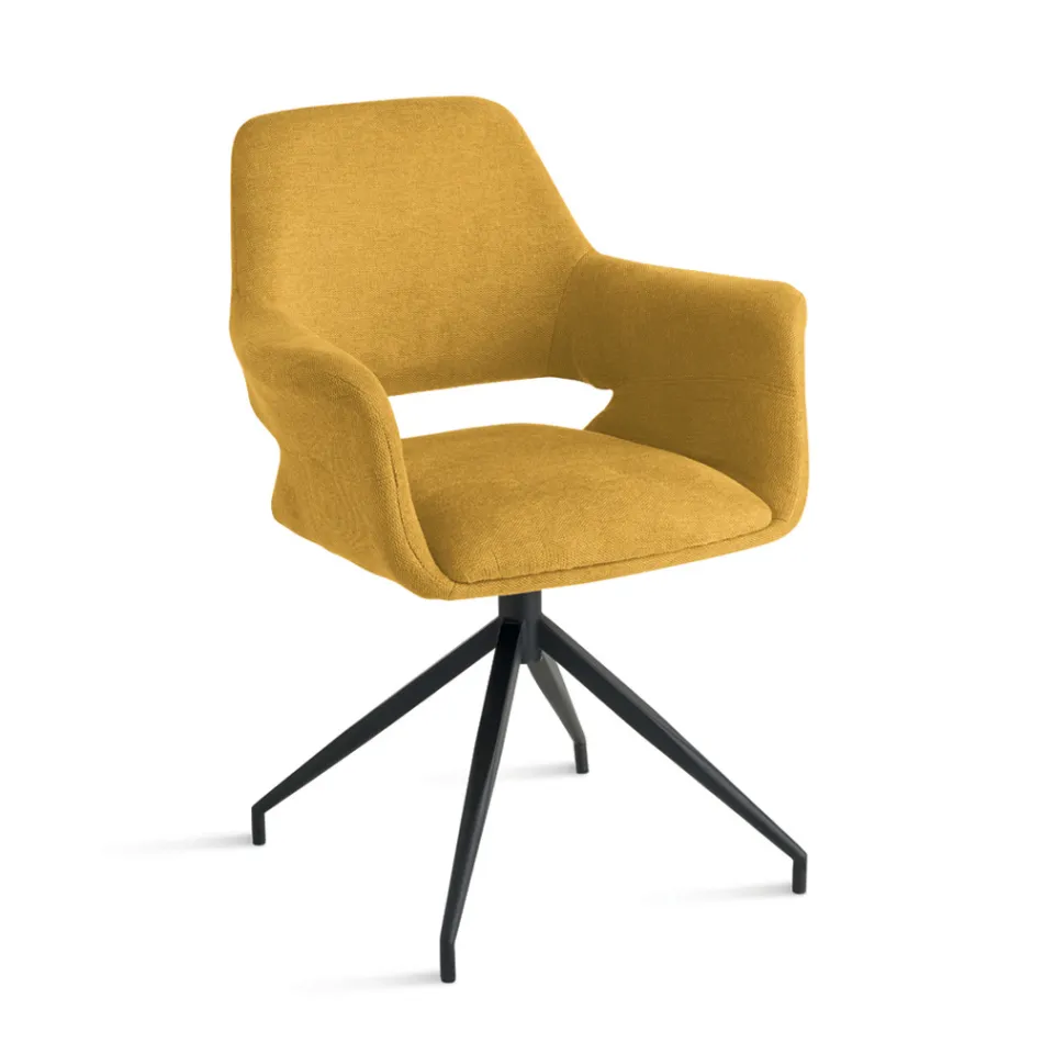 2 Poltronas Giratórias de 180° Estofadas em Tecido com Estrutura Metálica - Ivana Viadurini