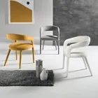 2 Poltronas Estofadas em Tecido Bouclè com Estrutura Revestida - Domenica Viadurini