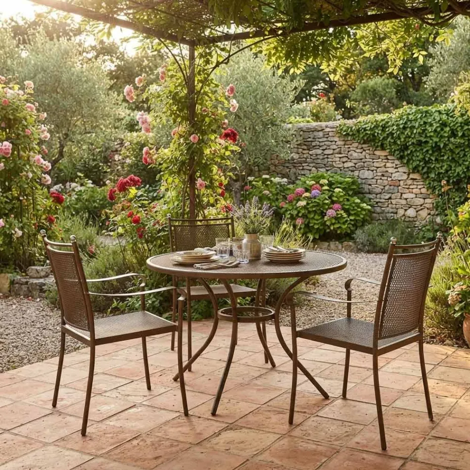 2 Cadeiras de Jardim em Metal com Design Clássico, Fabricadas na Itália - Solis Viadurini