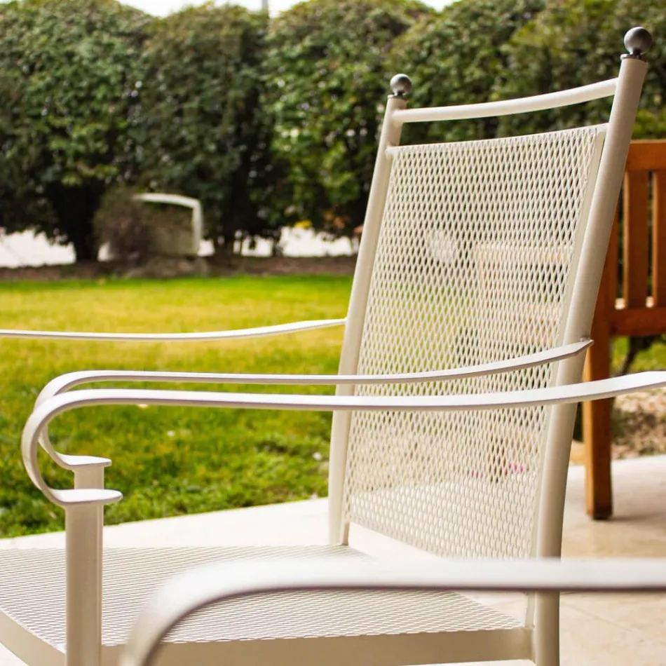 2 Cadeiras de Jardim em Metal com Design Clássico, Fabricadas na Itália - Solis Viadurini