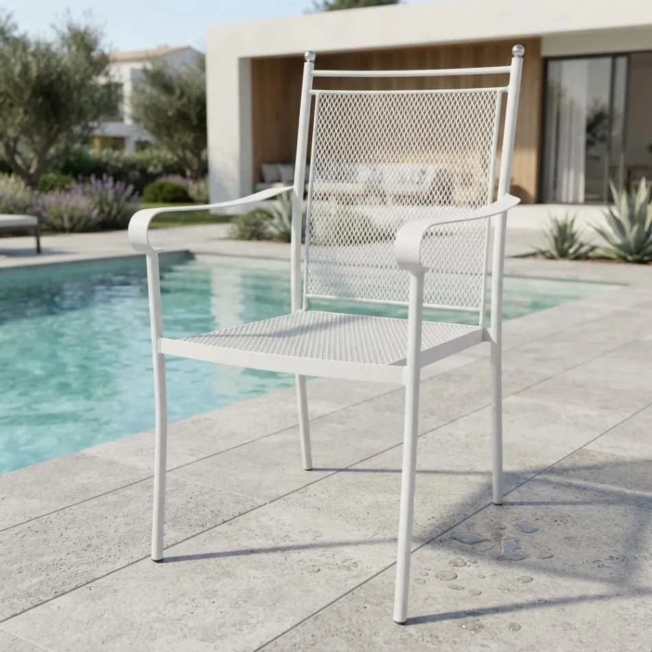 2 Cadeiras de Jardim em Metal com Design Clássico, Fabricadas na Itália - Solis Viadurini