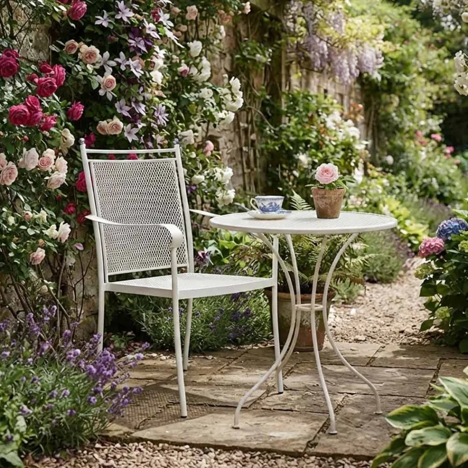 2 Cadeiras de Jardim em Metal com Design Clássico, Fabricadas na Itália - Solis Viadurini