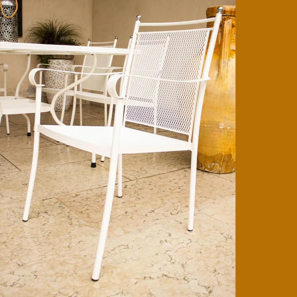 2 Cadeiras de Jardim em Metal com Design Clássico, Fabricadas na Itália - Solis Viadurini