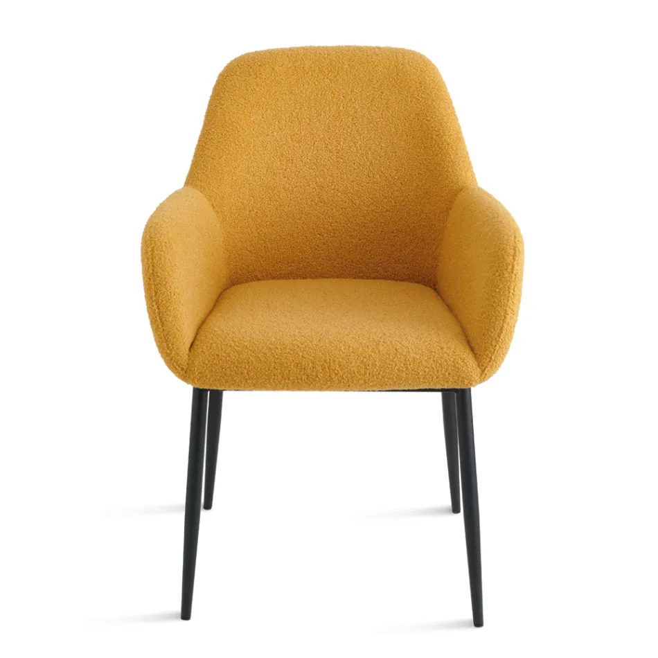 2 Poltronas em Tecido Bouclè em Cores Diferentes e Estrutura Metálica - Teodora Viadurini