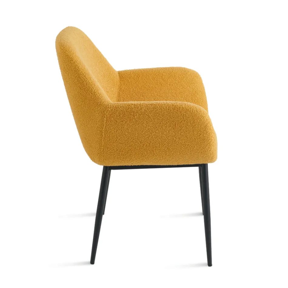 2 Poltronas em Tecido Bouclè em Cores Diferentes com Estrutura Metálica - Teodora Viadurini